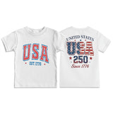 Kid Boy Girl Round Neck Short Sleeves Loose Casual Summer Independence Day T-shirt