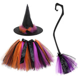 Adult Kid Girl Halloween Costumes Puffy Skirts Witch Suit 3 Pcs Set