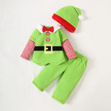 Baby Girl Autumn Christmas Cute Bow Fake 2 Pcs Sets