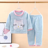 Kid Baby Boy Girl Flannel Autumn Winter Plush Thickened Pajamas