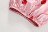 6M-4T Baby Girl Simulation Silk Cartoon Strawberry Fashion Long-sleeved Pajamas