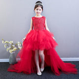 Kid Girls Evening Princess Trailing Wedding Tutu Host Dresses