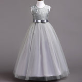 Kid  Girls Sleeveless Mesh Show Host Princess Dress
