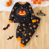 1-8Y Kid Baby Boys Girl Halloween Cartoon Pajamas Jack-o-lantern 2 Pcs Set