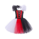 Halloween Black and White Witch Kuila Girl Dress Cosplay Dalmatian Puffy Gauze Dress