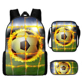 Kid Boy Street Trendy Football Backpack with Pencil Case Lunch Bag 3 Pcs/set