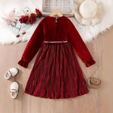 5-12Y Kid Girl Princess Long Sleeve Pleated Dresses