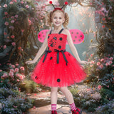 1-10T Kid Baby Girl Halloween Ladybug Party Mesh Tutu Dresses