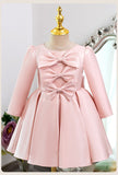 Kid Girl Banquet Pink Bow Princess Long Sleeves Dresses