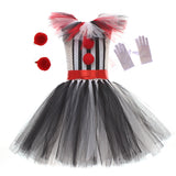 Halloween Children's Striped Clown Costume Cosplay Girl Tutu Horror