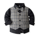 1-5Y Kid Baby Boy Suit Gentleman Long Sleeve Piano Suits 4 Pcs Set