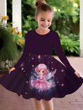 2-10T Kid Girl Fake Personalized Long-sleeved Swing Fashion Trend Dresses