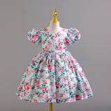 2-10T Kid Girls Floral Bow Princess Backless Birthday Dress