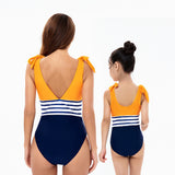 Parent-child Swimsuit New Striped Color Matching One-piece Bikini Mother and Daughter Swimsuit