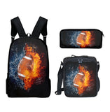 Kid Boy Street Trendy Football Backpack with Pencil Case Lunch Bag 3 Pcs/set