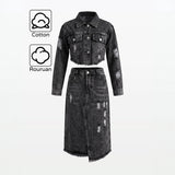 7-12Y Kid Girl Casual Versatile Short Denim Suit 2 Pcs Set