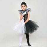 Halloween Soul-broken Clown Dress Blood-stained Black and White Color Matching Girl Cosplay