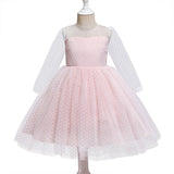 Kid Girls Spring Mesh Gauze Pengpeng Princess Performance Dresses