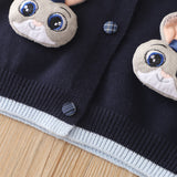 1-6T Kid Baby Girls Sweater Cartoon Rabbit Princess Knitted 2 Pcs Set