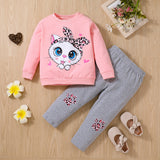 1-8Y Kid Baby Girls Suit Spot Cartoon Cute Suit 2 Pcs Set