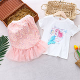 Kid Girl Summer Short-sleeved Mermaid Cotton T-shirt Top
