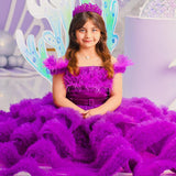 Kid Girl Mesh Purple Pleated Cake Princess Dresses