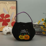 Embroidered Halloween Portable 3D Candy Pumpkin Lantern Bag Basket