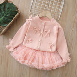 1-6T Kid Baby Girls Autumn Winter Princess Fluffy Suits 2 Pcs Set