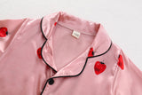 6M-4T Baby Girl Simulation Silk Cartoon Strawberry Fashion Long-sleeved Pajamas
