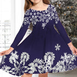 Princess Dress Girls Skirt New Swing Dress Christmas Long Sleeve Crew Neck Skirt