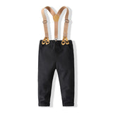 6M-5T Kid Baby Boys Japanese-style Retro Long-sleeve Striped Suits 4 Pcs Set