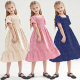 Kid Baby Girls Popular Sleeveless Square Neck Pleated Backless Dresses