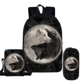 Animal Cartoon School Backpack Single Layer School Bag 3Pcs/Set
