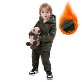 1-10T Kid Baby Boy Girl Autumn Winter Sports Velvet Warm Suit 2 Pcs Set