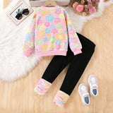 1-8Y Kid Baby Girls Autumn Winter Long-sleeved Fluffy Suits 2 Pcs Set