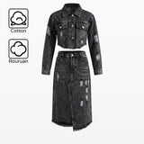 7-12Y Kid Girl Casual Versatile Short Denim Suit 2 Pcs Set