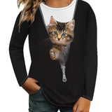 2-10T Kid Girl Fashion Versatile Cute Cat Long Sleeve Shirt Top