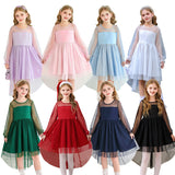 3-10T Kid Girl Long Sleeve Mesh Princess Christmas Dresses