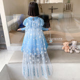 Kid Girl Princess Temperament  Frozen Elsa Long Sleeves Dresses