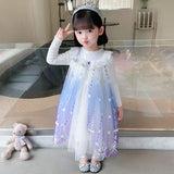 Kid Girl Winter Princess Elsa Long-sleeved Gradient Dresses