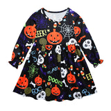 Kid Girl Pumpkin Festival Halloween Bone Skull Pumpkin Dresses