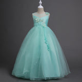 Kid Girl Flower Long Mesh Princess Birthday Show Dress