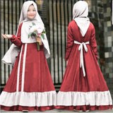 Kid Girls Spring Autumn Long-sleeved Solid Dress