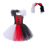Halloween Black and White Witch Kuila Girl Dress Cosplay Dalmatian Puffy Gauze Dress