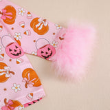 1-8T Kid Baby Girl Halloween  Pumpkin Print Pajamas 2 Pcs Set