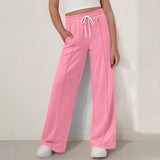 New solid color lines fashionable soft casual straight medium and adult trousers