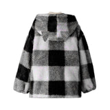 Men's and Women's Fashion Casual Plaid Warm Children's Top Hooded Plush Jacket