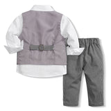 Kid Baby Boy Long-sleeved Plaid Formal Three-piece Set