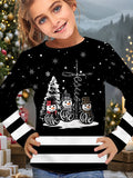 2-12T Kid Girl Cute Casual Fashion Christmas Print Long Sleeve T-shirt