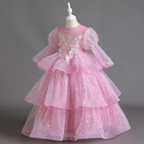 3-12T Kid Girls Host Catwalk Piano Performance Flower Wedding Dresses